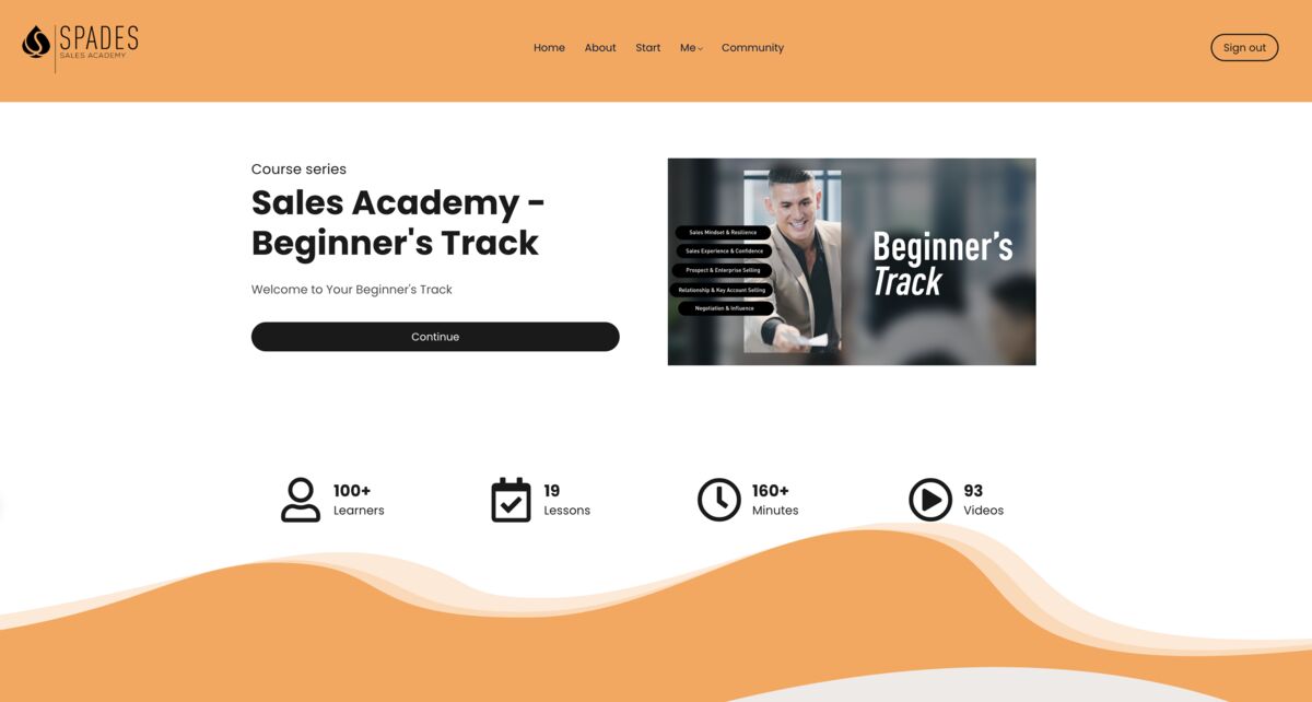 Spades Sales Academy; Beginner's Track course preview